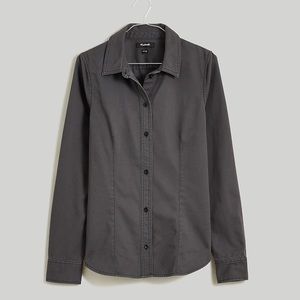 Madewell Darted Button-Up Shirt in (Re)generative Chino Gray | Size 14